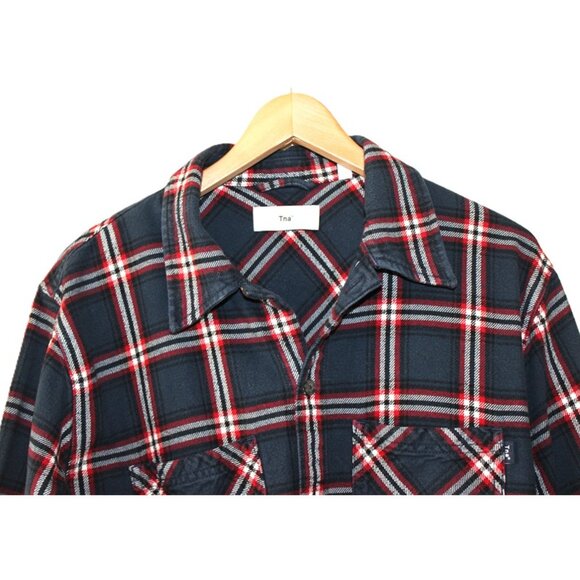 ARITZIA TNA Oversized Plaid Button-Up Shirt/Shacket in Dakota Blue (M) - Picture 4 of 9